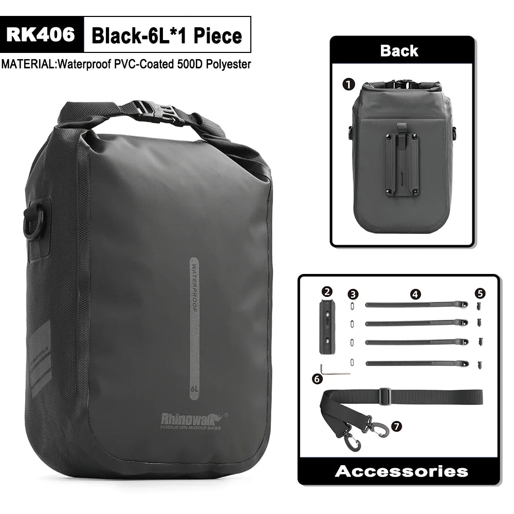 Rhinowalk Waterproof Bike Front Fork Bag Quick Release 4-6L Shoulder Storage Bag