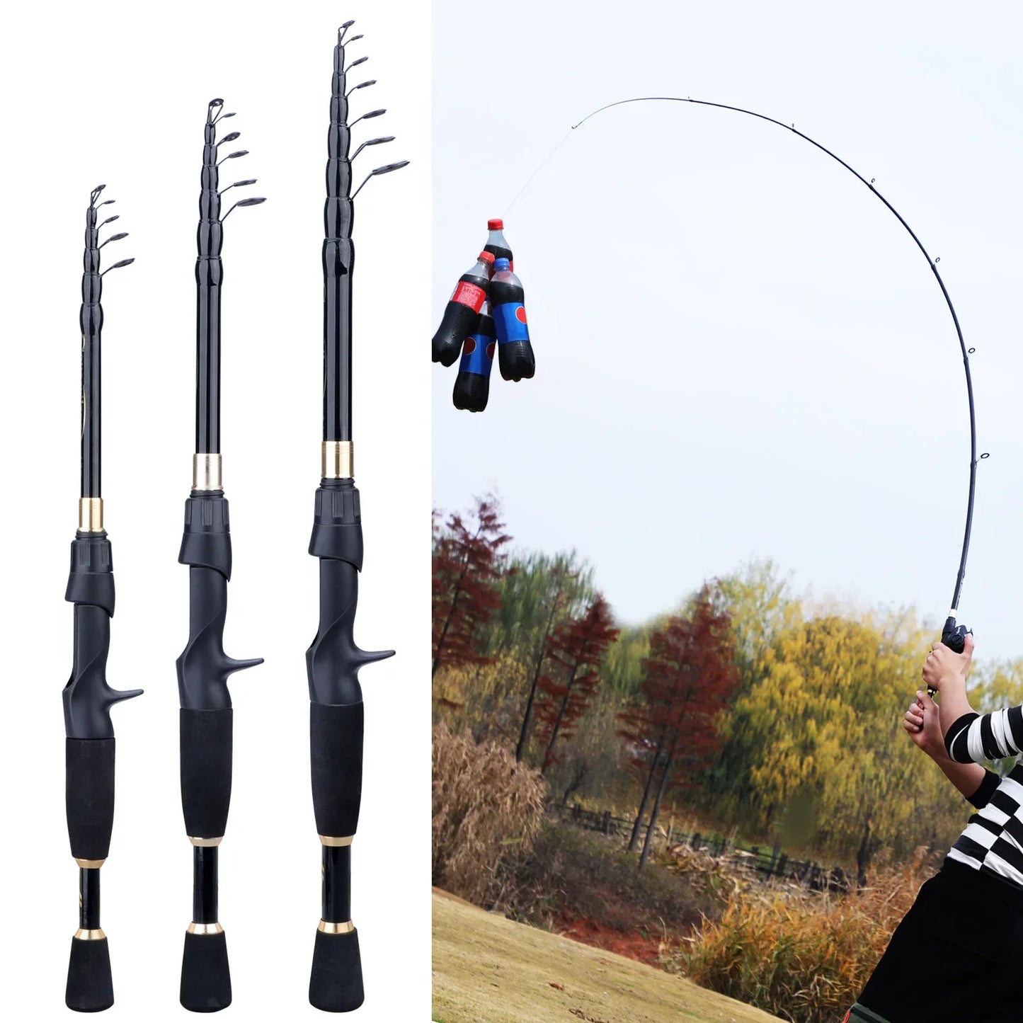 1.8-2.4m Telescopic Rod Reel Set Sougayilang 7.2:1 Freshwater Fishing Kit