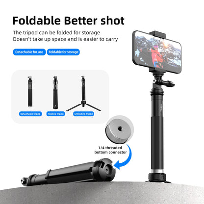 TELESIN 0.9M Aluminum Selfie Stick Monopod Tripod for GoPro Hero 12-6, Insta360, DJI, Phone