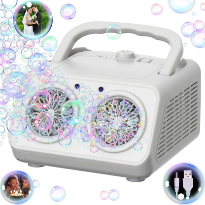 Automatic Bubble Machine Upgrade Bubble Blower with 2 Fans,50000+ Bubbles Per Minute Bubbles for Kids Portable Bubble Maker-EXPROTAS
