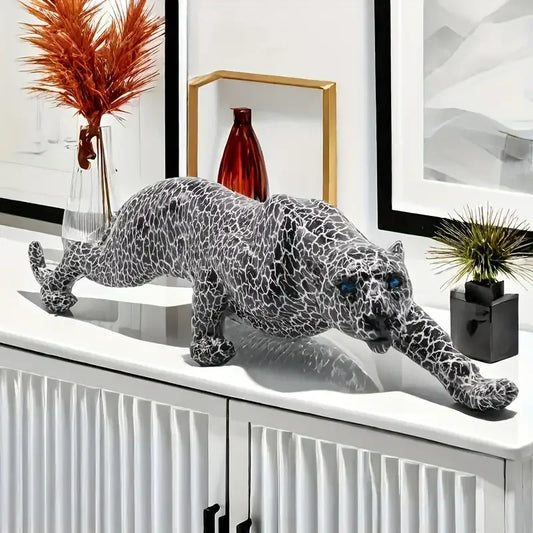Resin Cheetah Leopard Statue Modern Panther Sculpture Home Office Decor Gift