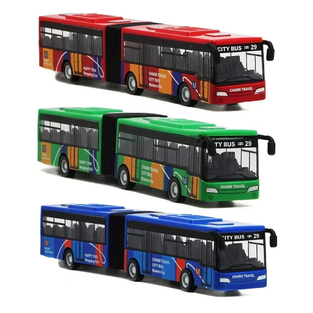 Pull Back Alloy City Bus Model Diecast Double Decker Toy 1:64 Scale
