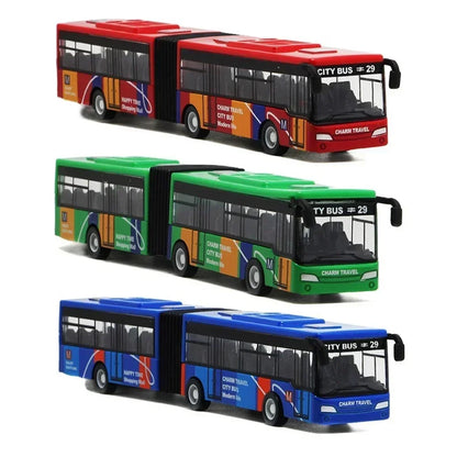 Pull Back Alloy City Bus Model Diecast Double Decker Toy 1:64 Scale