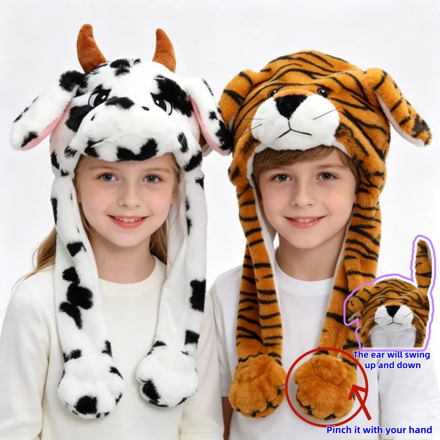 Tiger Ear Moving Hat Cartoon Long Ears Cold Weather Animal Earmuff