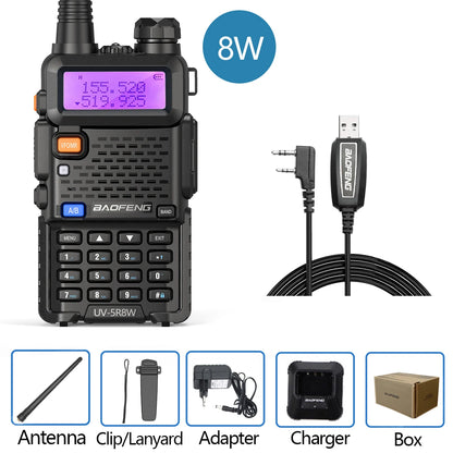 Baofeng Walkie Talkie UV 5R 5W 8W Dual Band Ham Two Way Radio Vhf Uhf FM Radio Handheld Transceiver Hunting Long Range-EXPROTAS