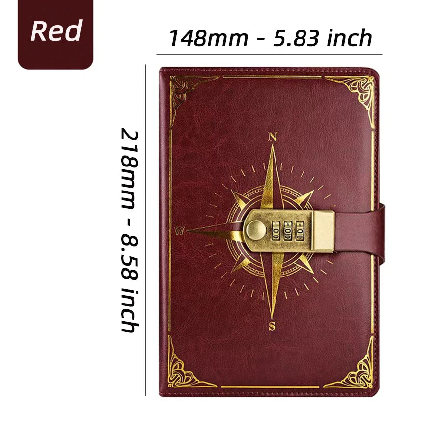 Retro Password Book A5 Lockable Notebook Diary Journal Travel Student