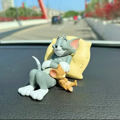 Cartoon Tom Cat Jerry Mouse Figurine Cute Desk Car Home Ornament Decoration Toy