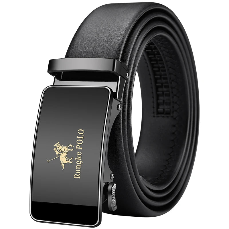 OYIFAN Leather Belt Men Automatic Buckle Ratchet Sliding Dress Black Belts