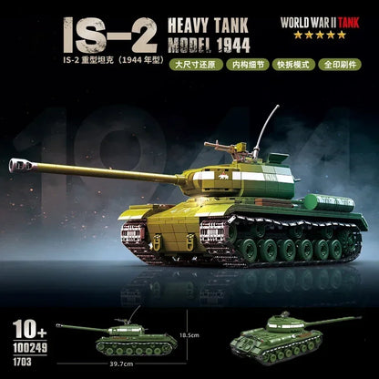 WW2 Heavy Tank Collection Tiger Leopard KV-1 KV-2 IS-2 Building Blocks Brick Model Gift