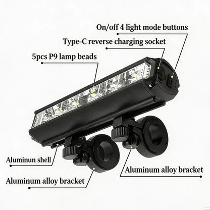 Bicycle Light Front 10000mAh Rechargeable Waterproof USB Lamp for Bikes