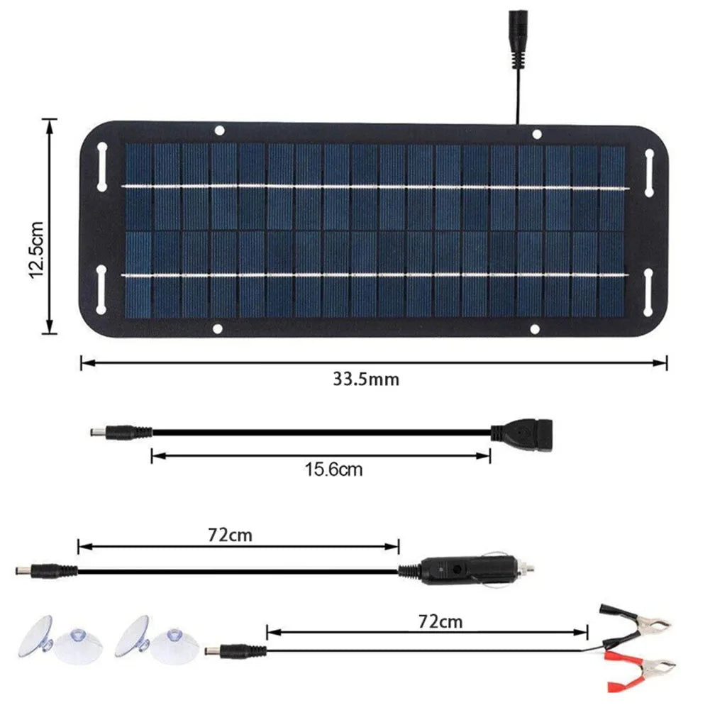 12V Solar Panel Trickle Battery Charger for Car Boat Van Portable