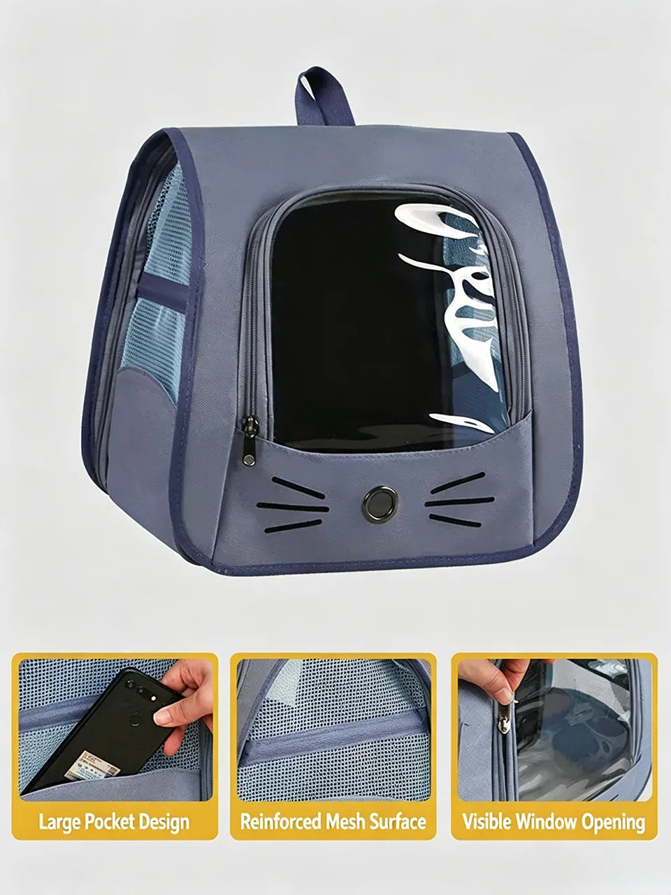 Breathable Travel Bag Carrier Backpack for Cats & Small Dogs Transparent