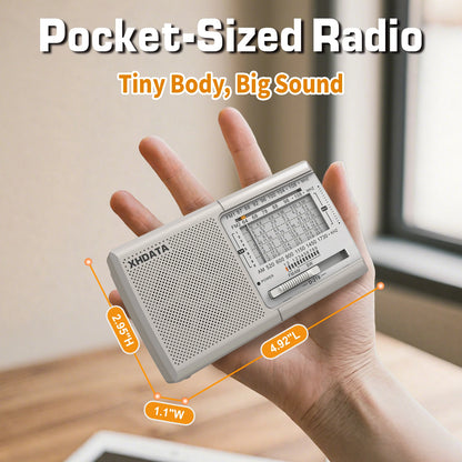 Portable Pocket Radio AM/FM/MW Shortwave Multi-Band Receiver with Speaker Earphone Jack