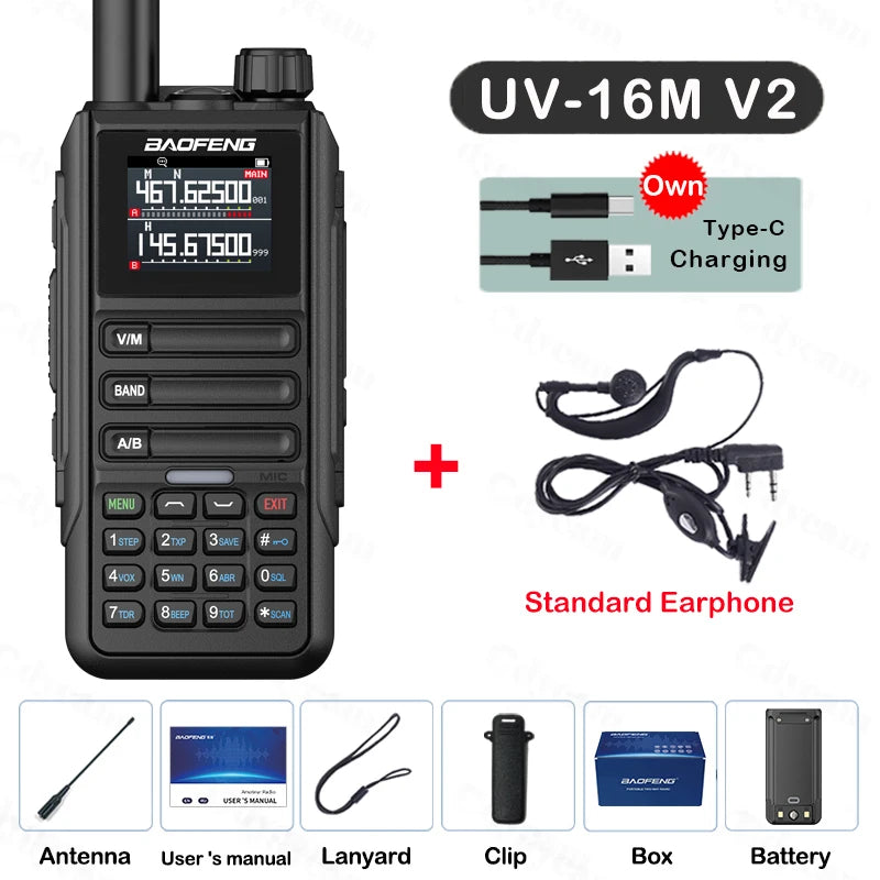 Baofeng UV16M Two Way Radio Walkie Talkie Long Range UHF VHF AM FM