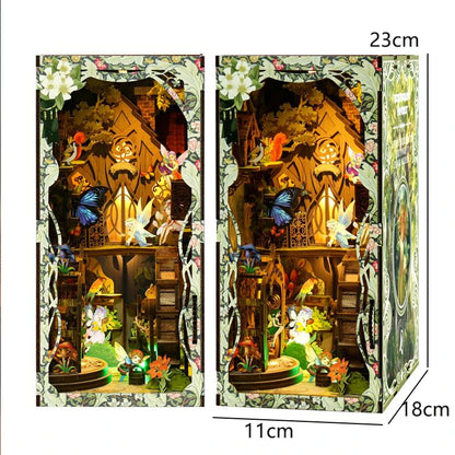 DIY Wooden Book Nook Mini Dollhouse 3D Puzzle Kit Bookshelf Insert Decor Gift - EXPROTAS