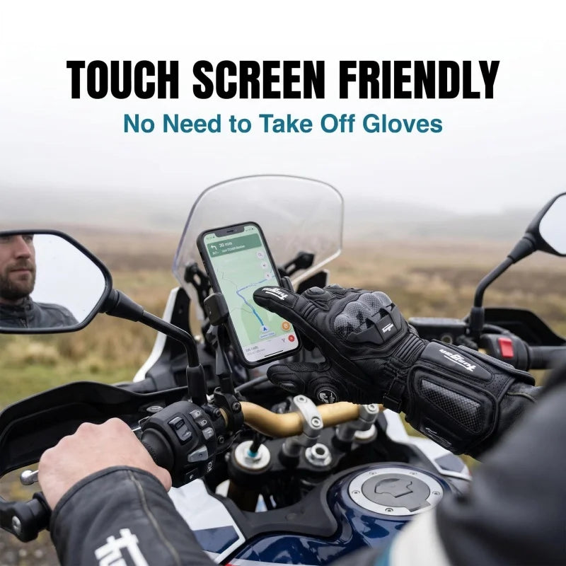 Motorcycle Gloves Touch Screen Leather Full Finger Racing Motocross for Men
