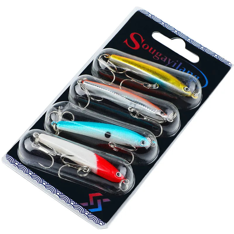 4PCS Hook Fishing Lures Wobbler Set for Bass Sea Carp Bait Tackles