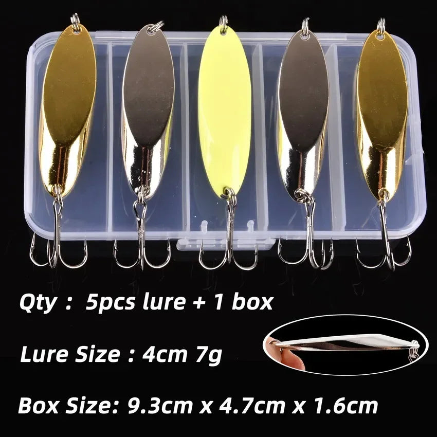 Box Treble Hooks 5PCS Gold Fishing Tackle Set with Sequins