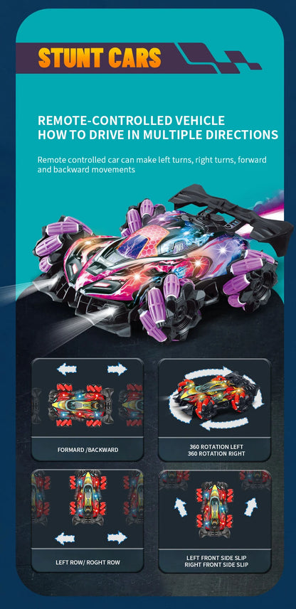 ZWN F1 RC Drift Car With Music Led Lights 2.4G Glove Gesture Radio Remote Control Stunt Cars 4WD Electric Children Toy vs Wltoys-EXPROTAS