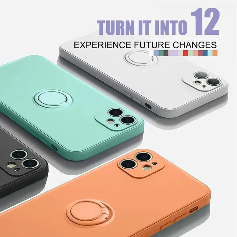 Magnetic Ring Silicone Phone Case for iPhone 11-17 Pro Max Plus Mini XR