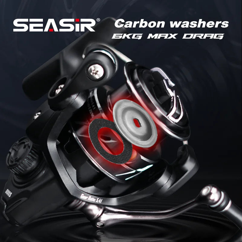 Spinning Reel 139g Ultralight 6Kg Max Drag Fishing Wheel 5.4:1 Gear Ratio