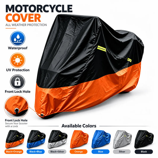 Motorcycle Cover Waterproof Heavy Duty UV Dust Rain Protector for Motorbike