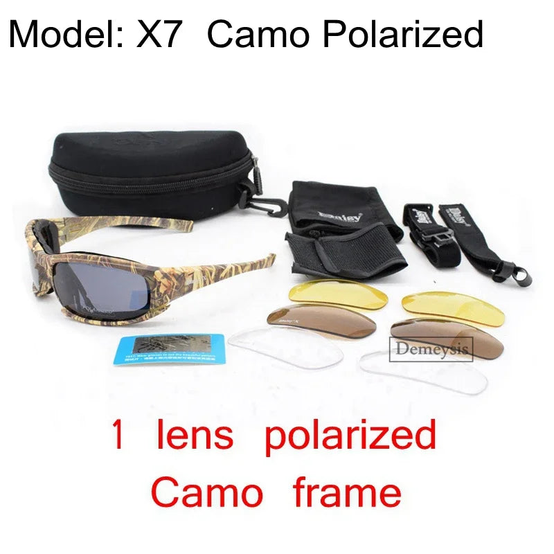 Daisy Tactical Polarized Sunglasses Goggles with 4 Lens Original Box for Men