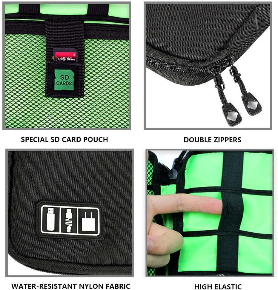 Cable Organizer Storage Bag Travel Case for USB Cables Earphones Power Bank SD