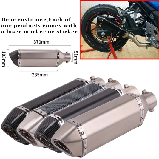 CHmotor Carbon Fiber Motorcycle Exhaust Muffler Pipe 250cc 350cc 600cc Escape Moto Tube For Nmax Tmax530 Msx125 GSR600-EXPROTAS