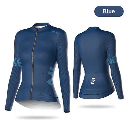 INBIKE Womens Long Sleeve Cycling Jersey Spring Autumn MTB Road Slim Fit Top