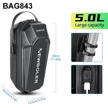 NEWBOLER Electric Scooter Front Handlebar Bag Waterproof EVA USB Port 3L/5L - EXPROTAS