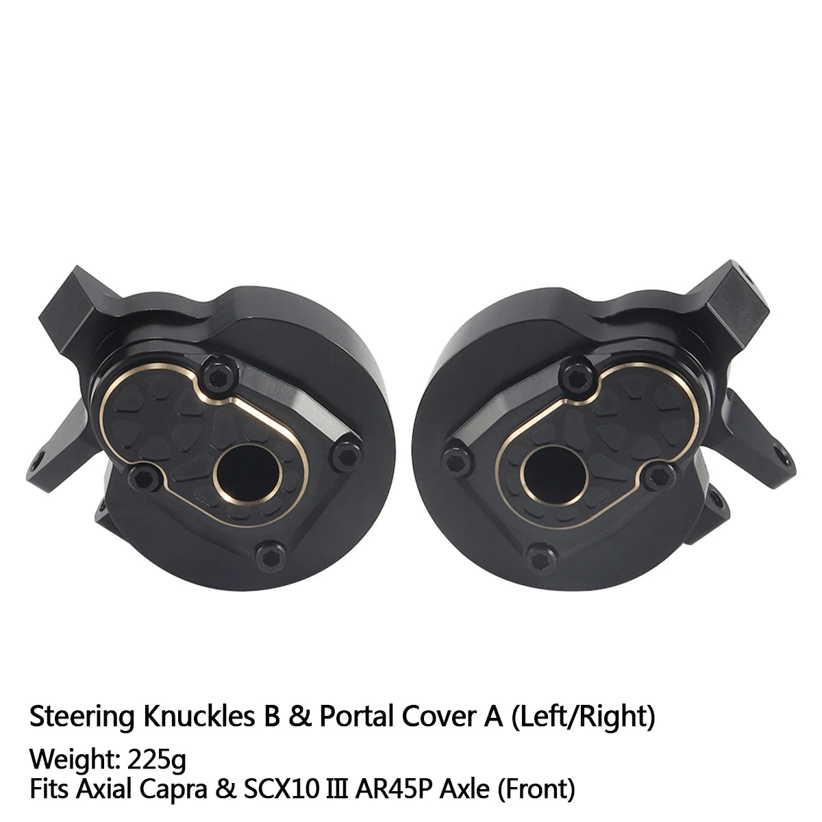 Black Brass Steering Knuckle Portal Cover Weights for Axial Capra SCX10 III