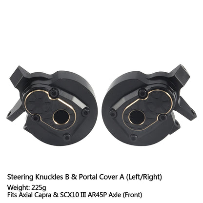 Black Brass Steering Knuckle Portal Cover Weights for Axial Capra SCX10 III