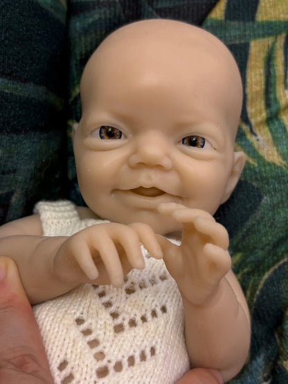 AnjoDoll 13 Inch Silicone Reborn Boy Doll Open Mouth Painted Unpainted