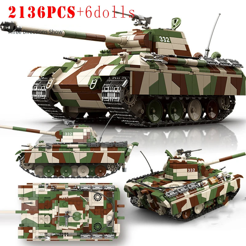 WW2 German Panther Medium Tank Building Blocks Military Brick Model Toy Set