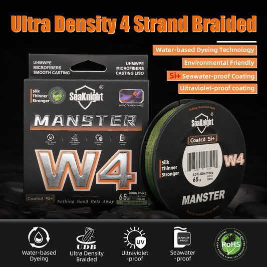 SeaKnight W4 Series Ultra-Thin 4-Strand Braided Fishing Line, 300M/500M Strong Anti-UV Saltwater Si+Coating