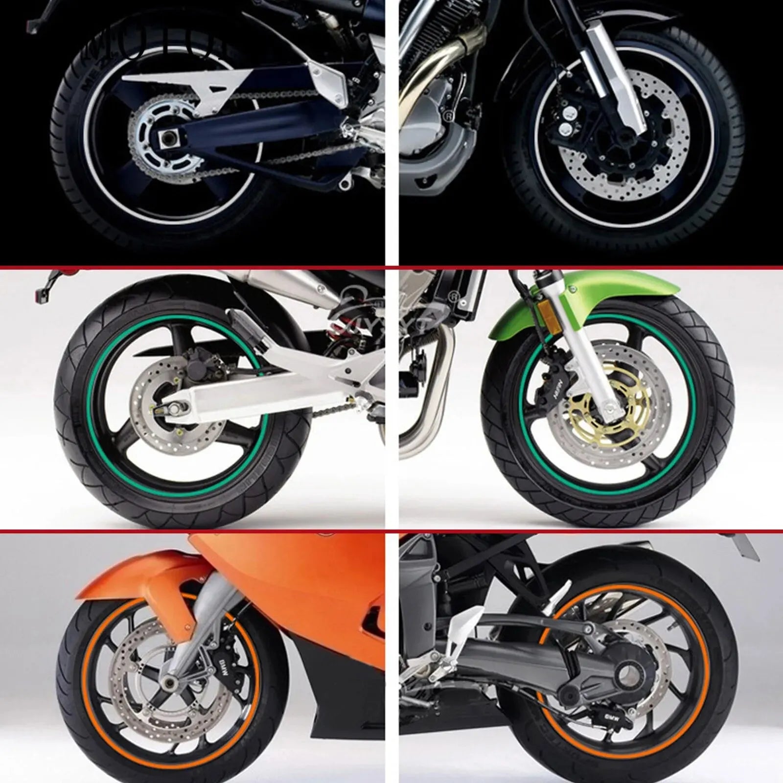 1set of 16pcs Wheel Sticker Reflective Rim Stripe Tape Bike Motorcycle Stickers For Honda For Kawasaki Z750 Z800 For YAMAHA MT07-EXPROTAS