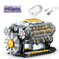 V8 Engine Car Building Blocks Model Motorized Toy Construction Set