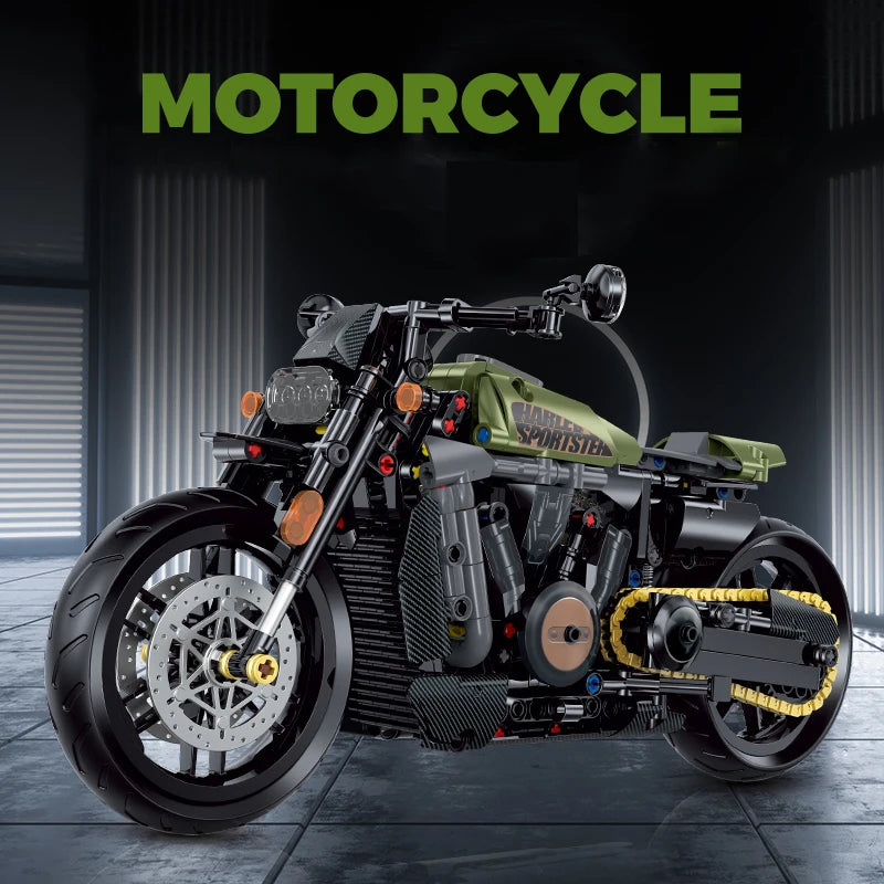 1:8 MOC Racing Motorcycle Building Blocks 600+pcs Technical Motorbike Model Toy Gift