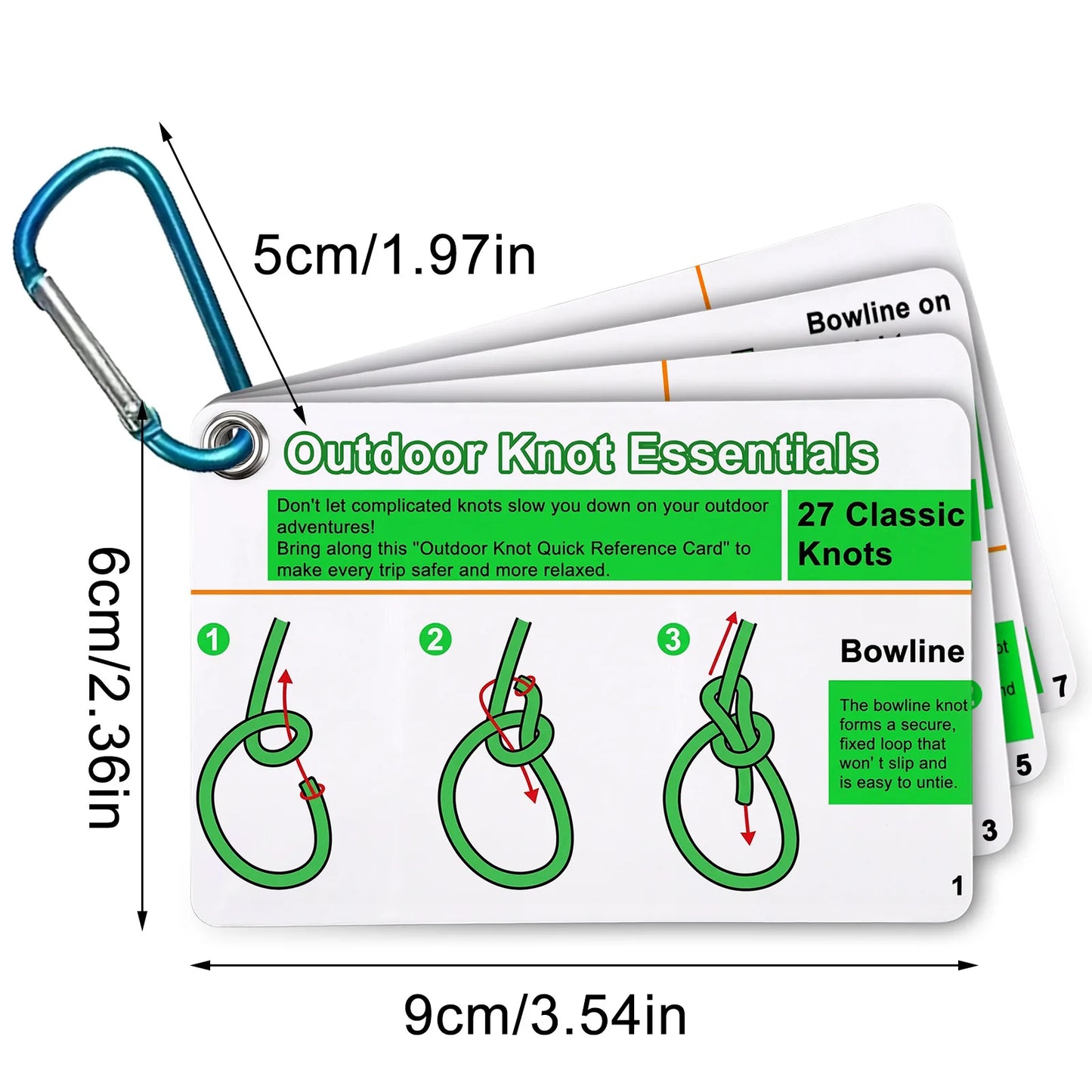 Includes 27 Rope Knot Cards Waterproof Tying Guide for Rock Climbing