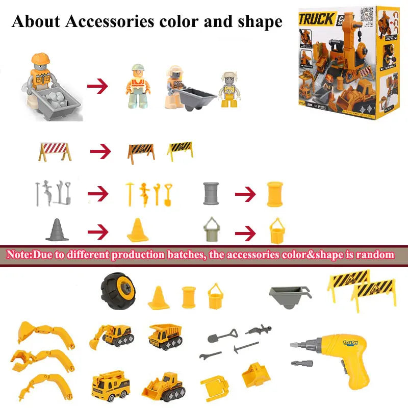 Kids Engineering Vehicle Electric Drill Tool Toys Match Children Educational Assembled Sets Tools For Boys Nut Building Gift-EXPROTAS