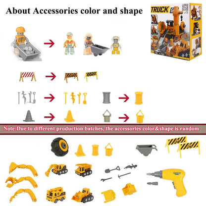 Kids Engineering Vehicle Electric Drill Tool Toys Match Children Educational Assembled Sets Tools For Boys Nut Building Gift-EXPROTAS