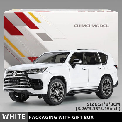 1:24 LX600 Off-Road in Luxury SUV Model Car, Zinc Alloy Pull Back Toy Car with Sound and Light for Kids Boy Girl Gift