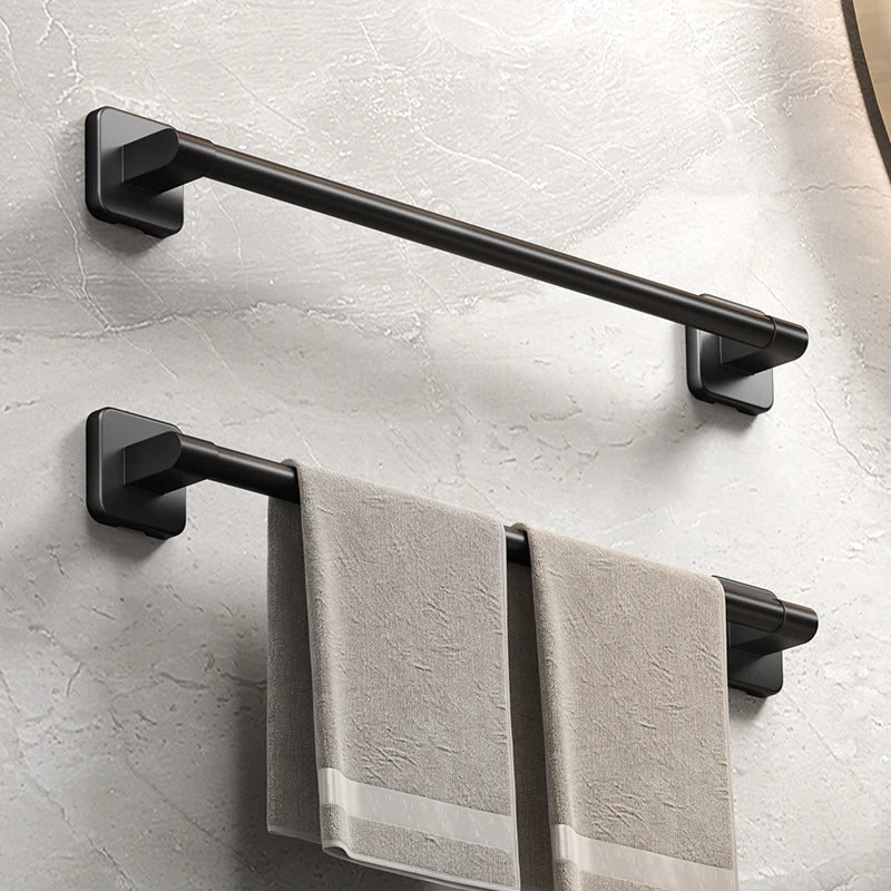 Self-Adhesive Bathroom Towel Rack No-Drill White Black Towel Bar Rail