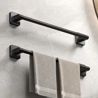 Self-Adhesive Bathroom Towel Rack No-Drill White Black Towel Bar Rail