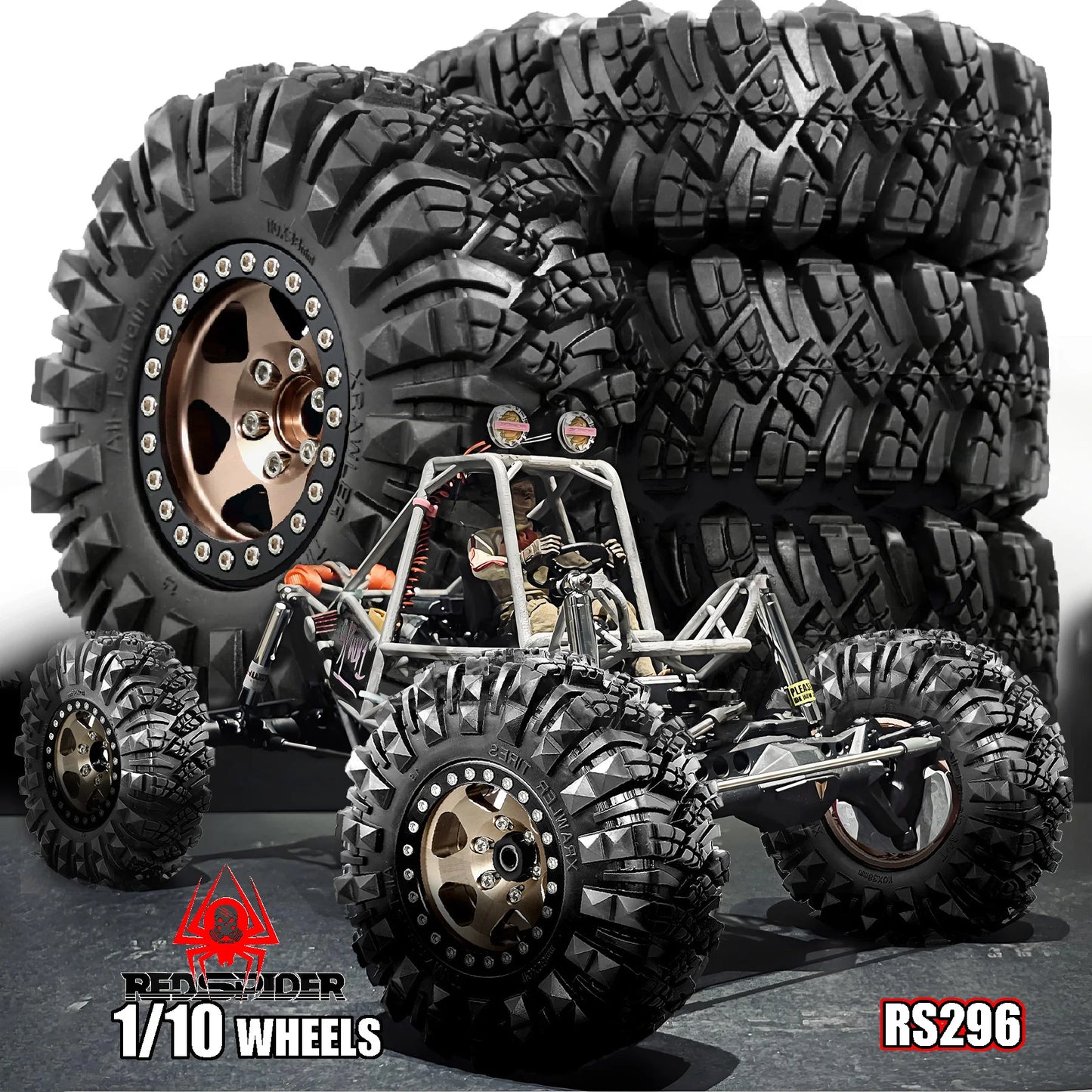 RS 1.9 Inch 110mm Rubber Tires+metal Wheel Hub For 1/10 Rc Crawler Car Traxxas Trx4 Trx6 Axial Scx10 90046 Redcat Yikong Rc4wd