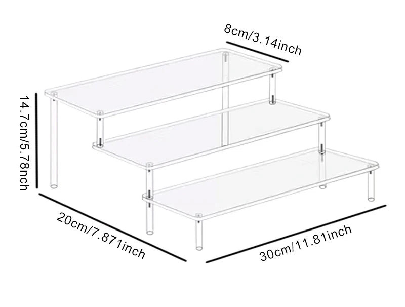 Acrylic Display Stand 1-4 Tier Transparent Shelf for Cupcake Perfume Storage
