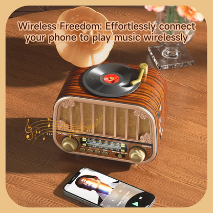 Portable FM AM Radio Multi-Band Vintage Retro Design for Home/Garden