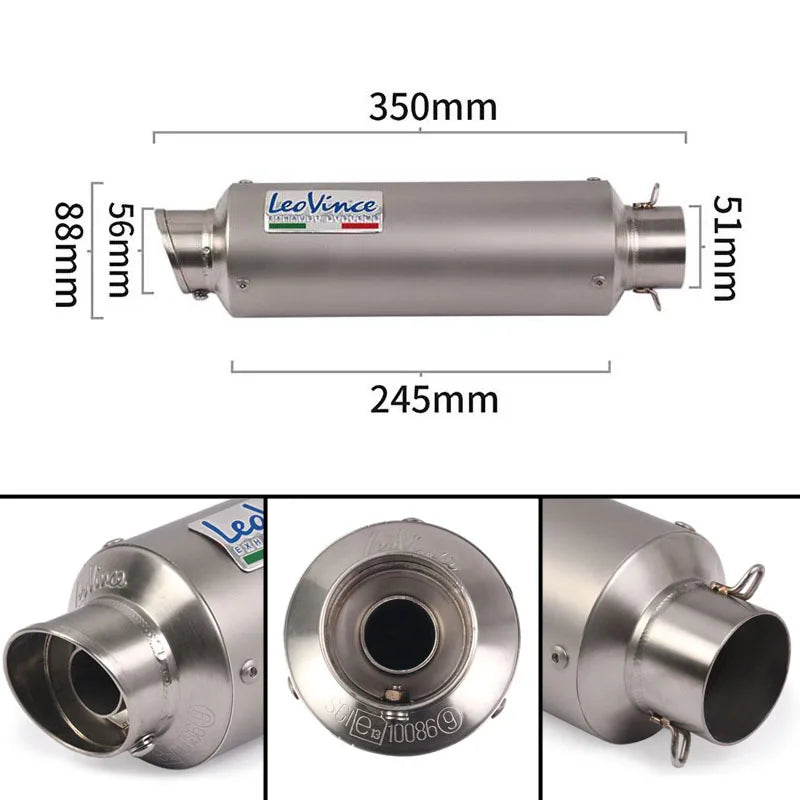 Universal Motorcycle Real LeoVince E-Mark Slip On Exhaust Pipe Muffler Escape moto For Honda Yamaha R1 R3 R6 CBR300-EXPROTAS