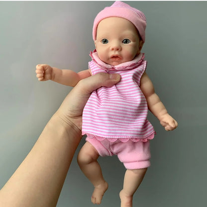 AnjoDoll 10 Inch Silicone Reborn Girl Doll Open Mouth Waterproof Painted Soft